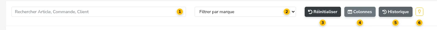 La barre de recherche et de filtres