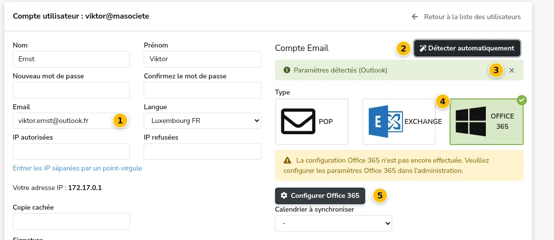 Détection automatique d'une adresse Outlook