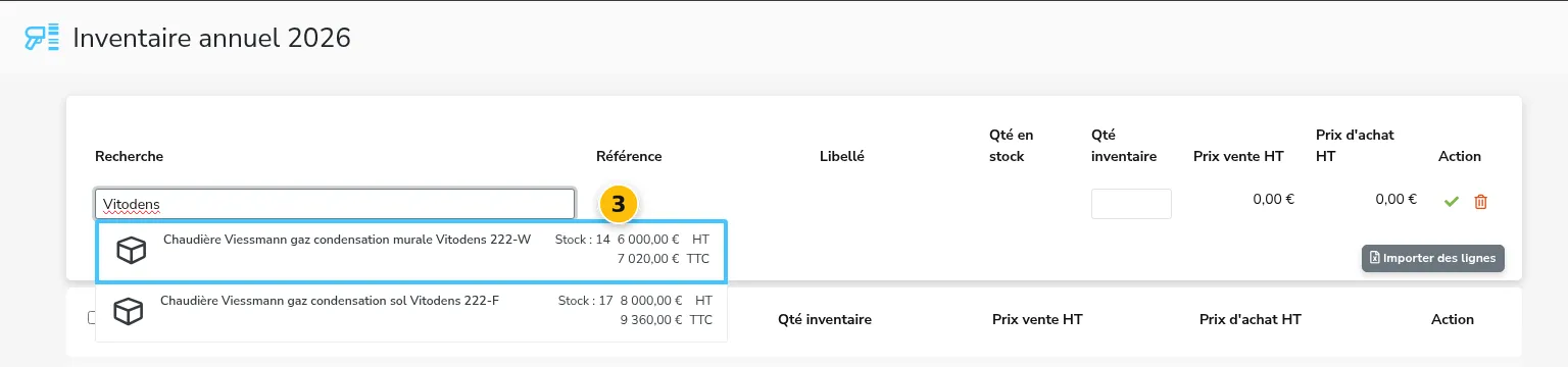 Recherche d'un article dans l'inventaire