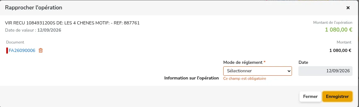 Le récapitulatif et le mode de règlement