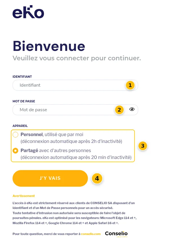 La page de connexion
