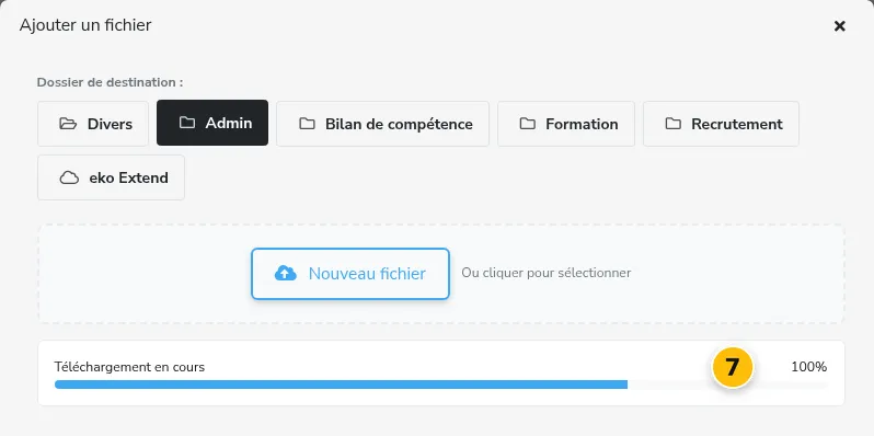 La progression du téléchargement